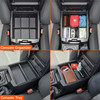 Installed Vehicle OCD Organizers by BaseLayer for Toyota Tacoma 2016-2023 Center Console divider and Tray Organizer overhead view graphic