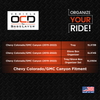 Vehicle OCD Organizers by BaseLayer Chevrolet Colorado and GMC Canyon - Glove Box and Tray Organizer Set fitment chart infographic