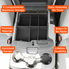 Installed Vehicle OCD Organizers by BaseLayer RAM 1500 Classic/1500/2500/3500 with 40/20/40 Seat - Center Console Organizer design features infographic