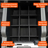 Installed Vehicle OCD Organizers by BaseLayer Ford F-250 / F-350 Super Duty - Center Console Organizer 2011-2016 design features infographic
