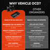 Vehicle OCD by BaseLayer's center console tray for the Chevrolet Silverado 1500/2500/3500 HD or GMC Sierra 1500/2500/3500 HD comparison infographic