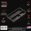 Center console tray from BaseLayer for the Chevrolet Suburban and Tahoe or GMC Yukon and Yukon XL design features infographic