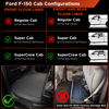 BaseLayer Ford F-150 Cab Configuration Infographic for Front and Rear Floor Liners