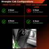 Jeep Wrangler JK  floor liner Cab Configuration infographic