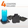 Set of four BaseLayer vehicle mat shaped coasters with a cold soda can on one of them Set of four BaseLayer vehicle mat shaped coasters with a cold soda can on one of them
