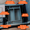Installed Vehicle OCD by BaseLayer for Toyota Tundra 2022-2026 & Sequoia 2023-2026 center console tray design features graphics