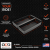 Vehicle OCD by BaseLayer center console tray for the Toyota Tacoma 2024 - 2026 design features infographic