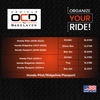 Vehicle OCD Organizers by BaseLayer Honda Pilot / Ridgeline / Passport - Center Console Organizer Fitment Chart