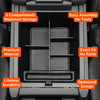 Installed Vehicle OCD by BaseLayer Center Console Divider for Honda Pilot, Ridgeline and Passport design features graphic