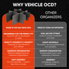 Vehicle OCD by BaseLayer for Ford F150 2024-2026 - Center Console Organizer (updated center console size) comparison infographic