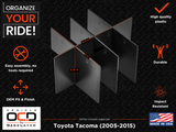 Vehicle OCD Organizers by BaseLayer Toyota Tacoma - Center Console Organizer 2005-2015 Infographic Dimensions