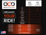 Vehicle OCD Organizers by BaseLayer Ford F-150 with Column-Shift - Center Console Organizer 2004-2014 Fitment Chart