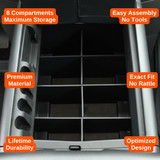 Vehicle OCD Organizers by BaseLayer Ford F-150 with Column-Shift - Center Console Organizer 2004-2014 design features infographic