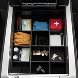 Overhead organized view of Vehicle OCD Organizers by BaseLayer in Ford F-150 with Floor-Shift - Center Console Organizer 2009-2014