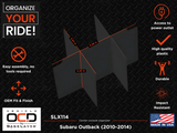 Vehicle OCD Organizers by BaseLayer Subaru Outback - Center Console Organizer 2010-2014 Dimensions Infographic