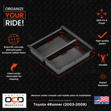 Dimensions Infographic for the Vehicle OCD Organizers by BaseLayer Toyota 4Runner - Center Console Tray 2003-2009