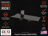 Vehicle OCD Organizers by BaseLayer Toyota Tacoma - Glove Box Organizer 2016-2023 Dimensions Infographic
