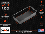 Vehicle OCD Organizers by BaseLayer Ford Ranger - Center Console Tray 2019-2023 Infographic Vehicle OCD Organizers by BaseLayer Ford Ranger - Center Console Tray 2019-2023 Infographic