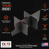 Vehicle OCD Organizers by BaseLayer Honda Accord - Center Console Organizer 2018-2022 - Dimensions Infographic