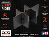 Vehicle OCD Organizers by BaseLayer Toyota Highlander - Center Console Organizer 2020-2024 Dimensions Infographic Vehicle OCD Organizers by BaseLayer Toyota Highlander - Center Console Organizer 2020-2024 Dimensions Infographic