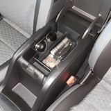 Installed Vehicle OCD Organizers by BaseLayer for Chevrolet Colorado and GMC Canyon - Center Console Tray overhead view organized