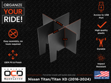 Vehicle OCD Organizers by BaseLayer Nissan Titan / Titan XD - Center Console Organizer 2016-2024 Dimensions Infographic