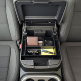 Installed Vehicle OCD Organizers by BaseLayer for Chevrolet Silverado 1500/2500/3500 HD and GMC Sierra 1500/2500/3500 HD - Center Console Tray overhead view