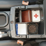 Installed Vehicle OCD Organizers by BaseLayer for Jeep Wrangler JL/JLU and Gladiator JT Truck - Center Console Organizer overhead view