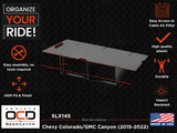 Vehicle OCD Organizers by BaseLayer Chevrolet Colorado and GMC Canyon - Glove Box Organizer Dimensions Infographic