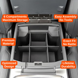 Installed Vehicle OCD Organizers by BaseLayer RAM 1500 Classic/1500/2500/3500 - Lower Center Console Organizer design features infographic
