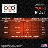 Vehicle OCD Organizers by BaseLayer Chevrolet Silverado 1500/2500/3500 HD and GMC Sierra 1500/2500/3500 HD - Center Console Organizer UPDATED MODEL Vehicle Fitment Chart