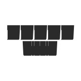 View of all of the separate pieces that make up Vehicle OCD by BaseLayer's center console organizer for the Chevrolet Silverado 1500/2500/3500 HD or GMC Sierra 1500/2500/3500 HD.