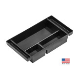 Top view of Vehicle OCD by BaseLayer's tray organizer for the Chevrolet Silverado 1500/2500/3500 HD or GMC Sierra 1500/2500/3500 HD.