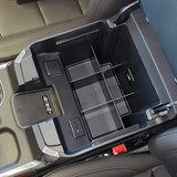 Vehicle OCD by BaseLayer  Center Console Organizer installed in the Chevrolet Silverado 1500 / GMC Sierra 1500 Model Years 2022+ Vehicle OCD by BaseLayer  Center Console Organizer installed in the Chevrolet Silverado 1500 / GMC Sierra 1500 Model Years 2022+