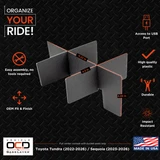 Vehicle OCD by BaseLayer for 2022+ Toyota Tundra Organizer / Sequoia 2023+ dimensions Infographic