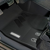 RAM 1500 and 2500/3500 floor liners installed with gray logo
