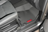 BaseLayer Custom-Fit Floor Liner for the RAM 1500 2019-2025 Passenger Side installed with Gray logo