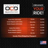 Vehicle OCD Organizers by BaseLayer Honda Pilot / Ridgeline / Passport - Center Console Organizer Fitment Chart