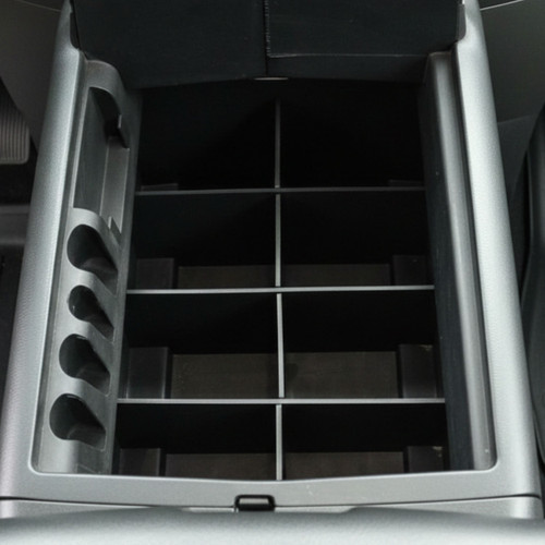 Installed overhead view Vehicle OCD Organizers by BaseLayer Ford F-150 with Column-Shift - Center Console Organizer 2004-2014