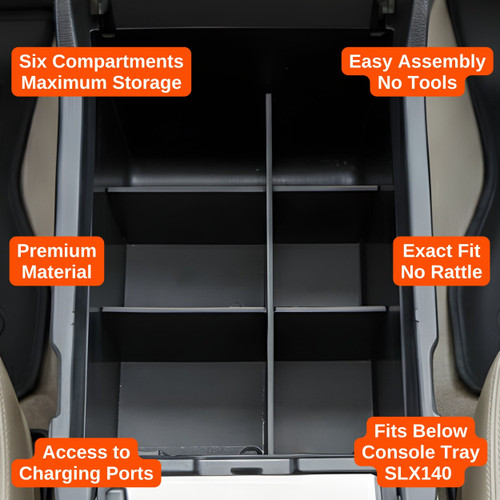 Installed Vehicle OCD Organizers by BaseLayer Toyota 4Runner - Center Console Organizer 2003-2009 design features infographic