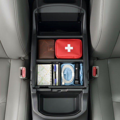 Installed Vehicle OCD Organizers by BaseLayer for Toyota 4Runner - Center Console Tray 2003-2009 overhead view organized