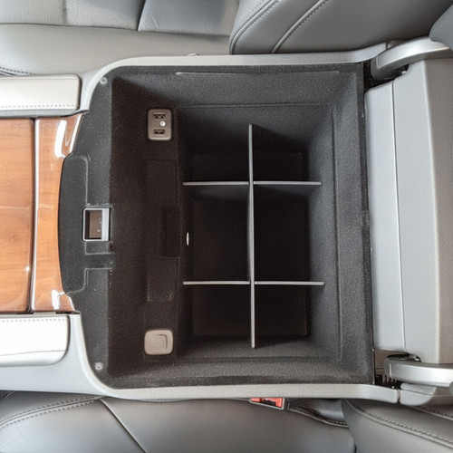 Installed Vehicle OCD Organizers by for BaseLayer Cadillac Escalade - Center Console Organizer 2015-2020 overhead view before organization