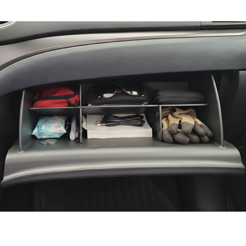 Installed Vehicle OCD Organizers by BaseLayer for Honda Pilot / Ridgeline / Passport - Glove Box Organizer head on view