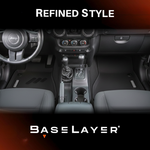 Jeep Wrangler JK floor liners installed overhead view