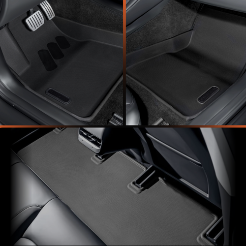 BaseLayer Tesla Model 3 installed three-piece floor liner set