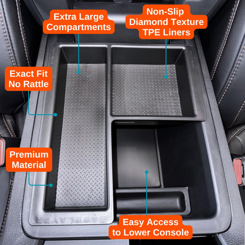 Installed Vehicle OCD by BaseLayer center console tray for the Honda Pilot (2023+)/ Ridgeline (2024+)/ Passport (2024+) with design features