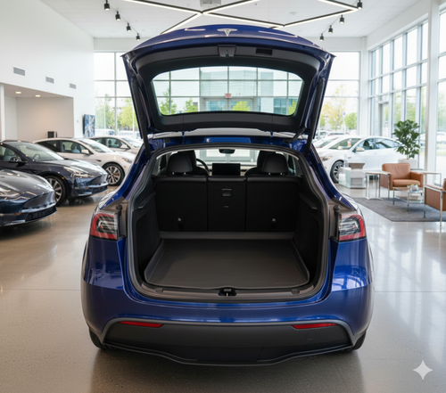 Installed BaseLayer Cargo Mat for the Tesla Model 3 2017 - 2025