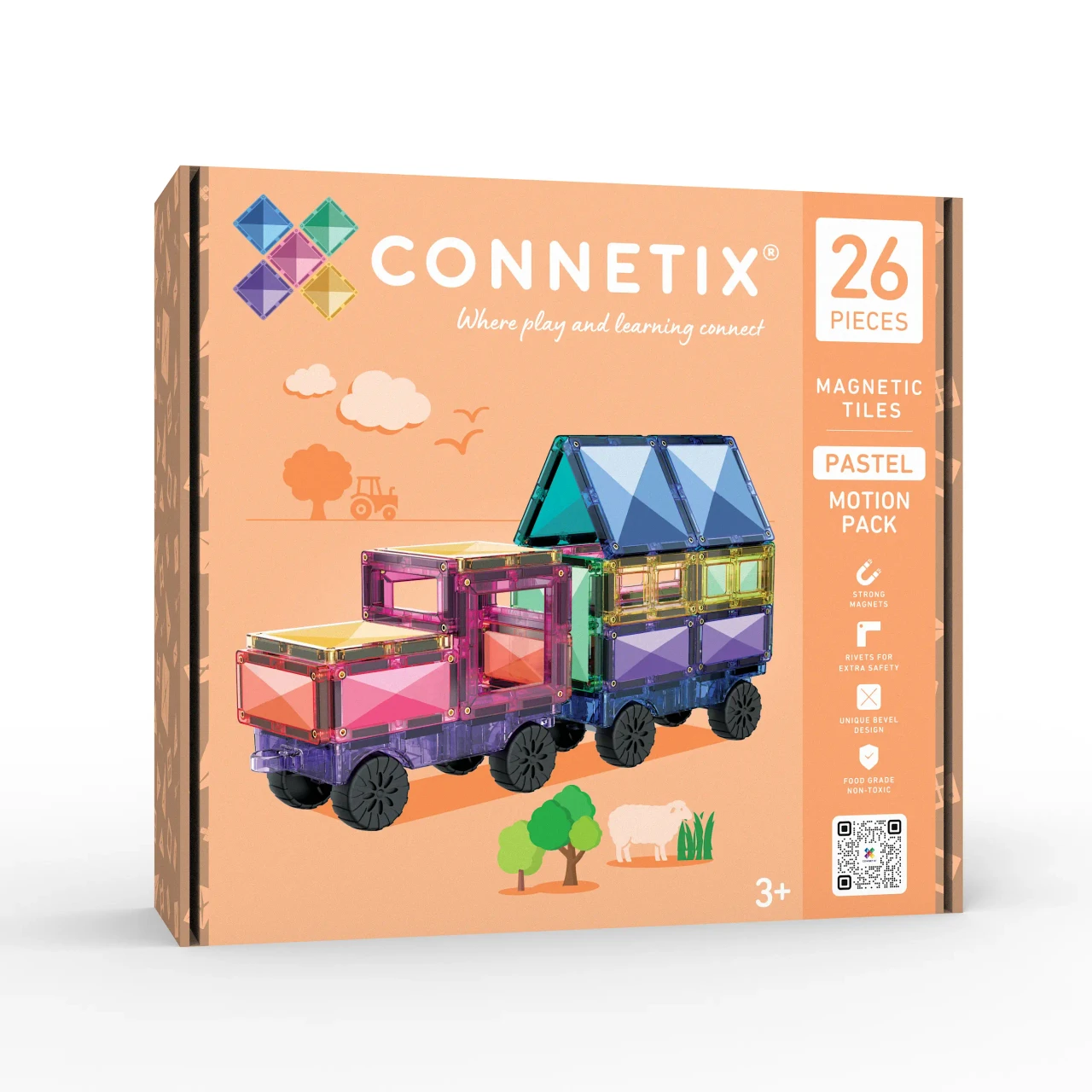 Cutia Connetix Pastel Motion Pack 26 piese