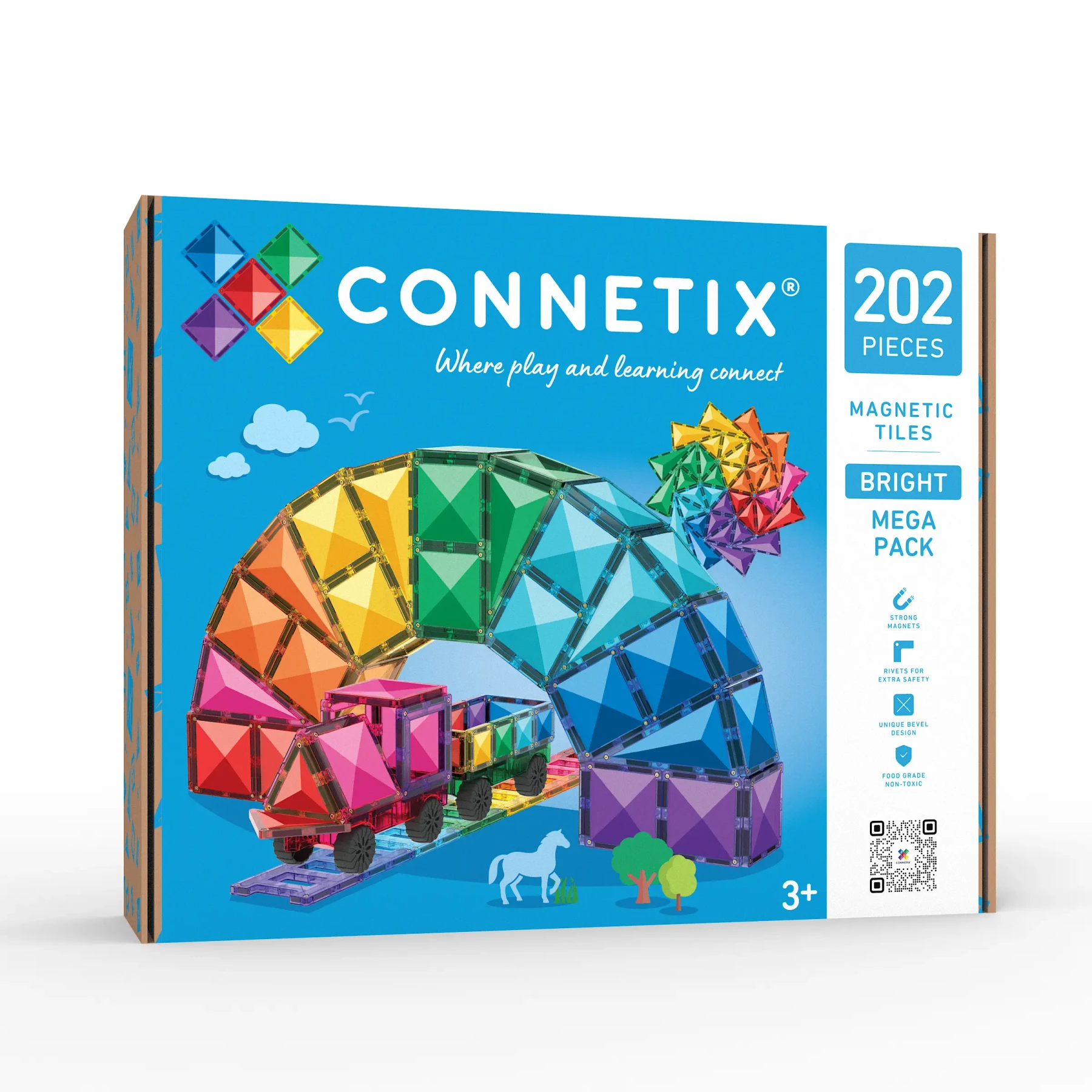 Balení magnetické stavebnice CONNETIX Bright Mega Pack 202 dílků