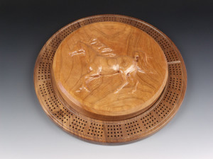 Four Player Cribbage Board Horse Cherry and Walnut